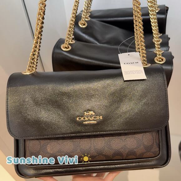 NWT Coach Elodie Crossbody Bag In Signature Canvas Walnut/Black CCF10 - Picture 1 of 12